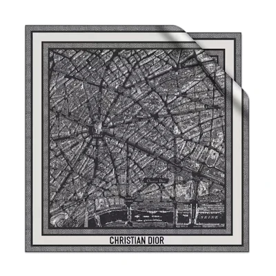 (Women) Dior Twill Plan de Paris Printed Scarf Black. 32PAR090I600-C980