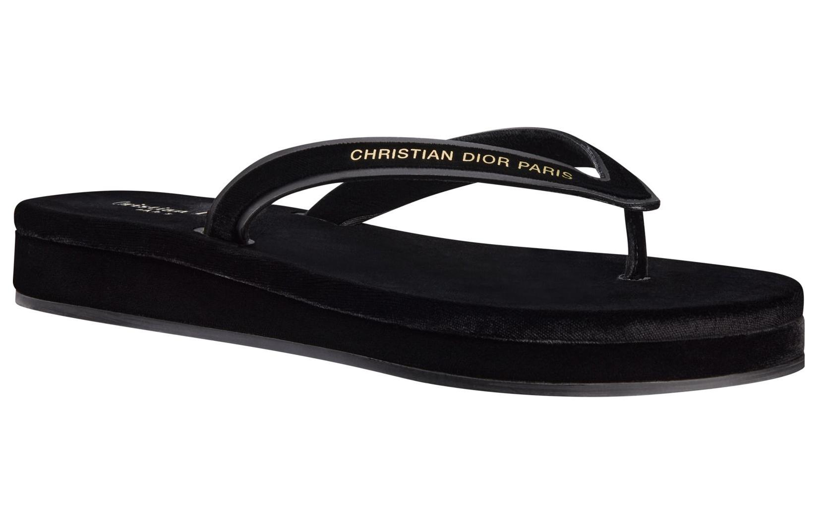 (W) Dior Velvet Logo Flat Slide 'Black' 圖 4