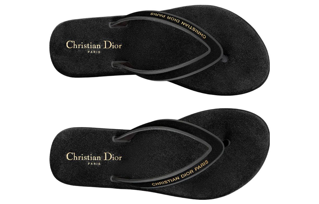 (W) Dior Velvet Logo Flat Slide 'Black' 圖 5
