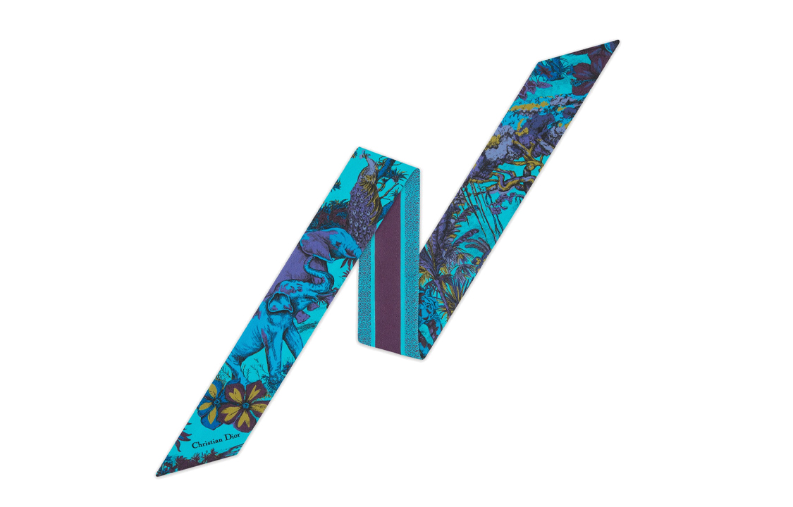 (Women) DIOR Voyage Toile de Jouy Printed Silk Scarf  Blue. 34JOU106I606-C551