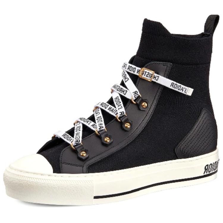 Shop (W) Dior Walk n DIOR Sneaker High-Top Mesh Kulit Anak Sapi 'Hitam' KCK232TLC_S900