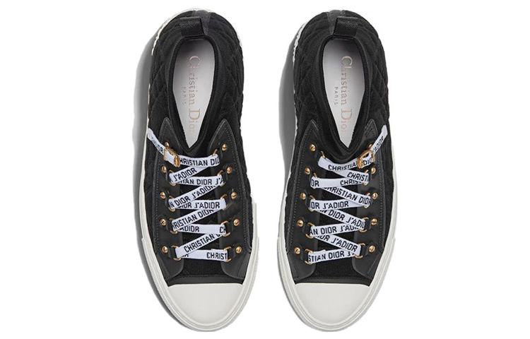 Shop Dior迪奧 Walk‘n‘Dior 藤格紋休閒高幫 時尚板鞋 女款 黑色
