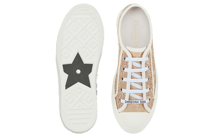 Sizing DIOR迪奧 Walk'n'Dior 網布 低幫綁帶 時尚板鞋 女款 金色