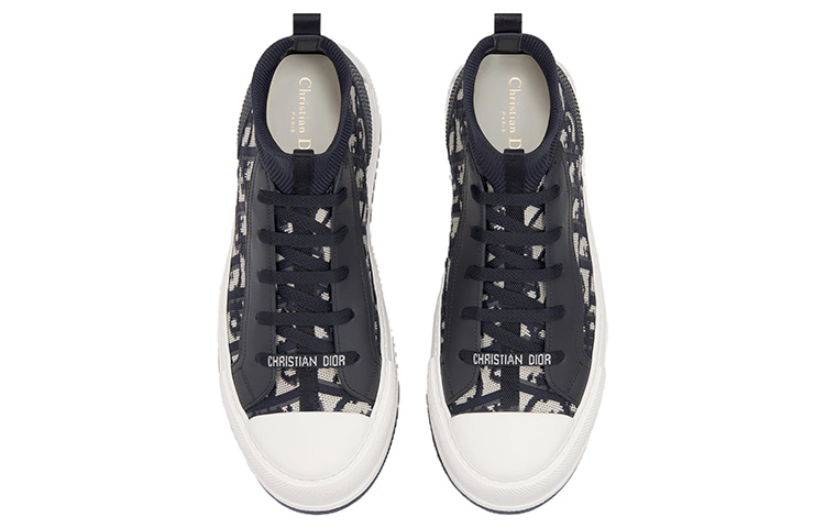 Shop DIOR迪奧 Walk‘n‘Dior 圓頭綁帶 中筒 板鞋 女款 黑白色