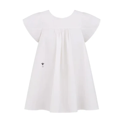 (Women) DIOR White Short Sleeve T-Shirt with Embroidered Logo. 411B02A3124-X0200