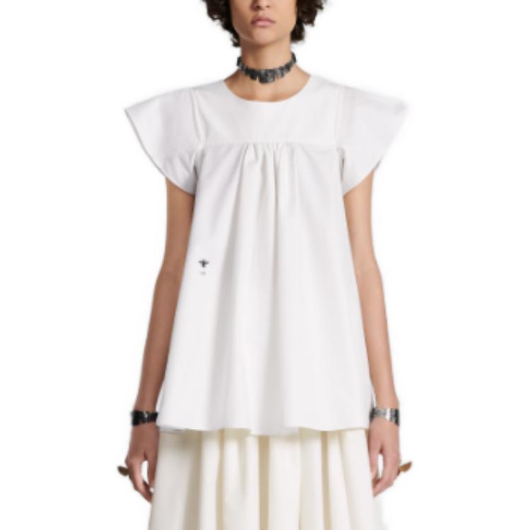 (Women) DIOR White  Short Sleeve T-Shirt with Embroidered Logo. 411B02A3124-X0200 圖 4