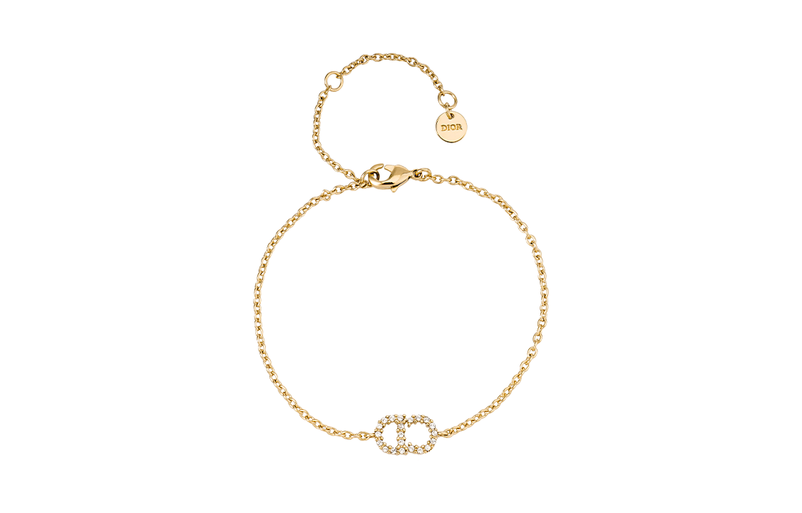 (Women) Dior White Crystal Gold-Tone Mixed Material Bracelet B0845CDLCY-D301