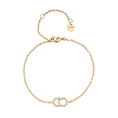(Women) Dior White Crystal Gold-Tone Mixed Material Bracelet B0845CDLCY-D301