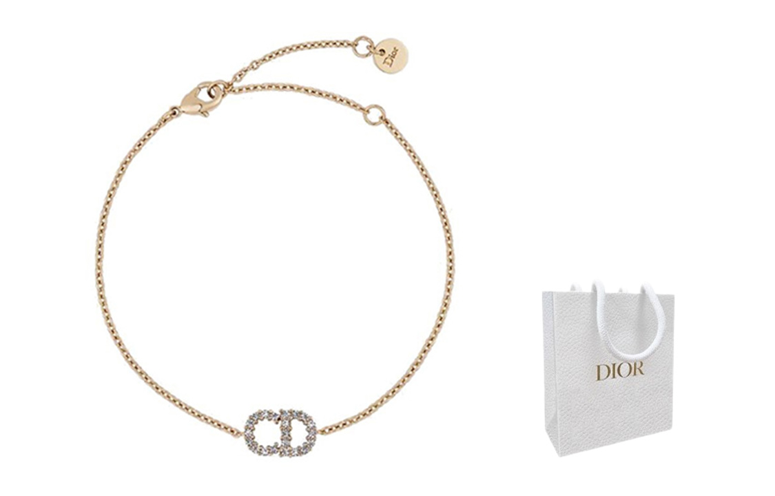 (Women) Dior White Crystal Gold-Tone Mixed Material Bracelet B0845CDLCY-D301 圖 3