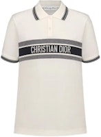 (Women) DIOR White Short Sleeve Polo Shirt with Logo Stripe Embroidery. 143T10A4047-X0200 (Women) DIOR White Short Sleeve Polo Shirt with Logo Stripe Embroidery. 143T10A4047-X0200