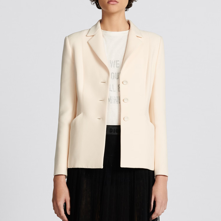 (Women) DIOR White Single-Breasted Long Sleeve Blazer Jacket 841V01A1166-X0200 圖 6