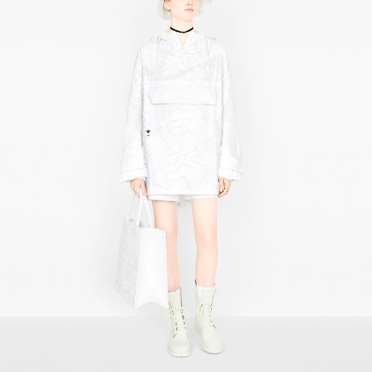 Details for (W) DIOR Jaket Hoodie Warna Putih Koleksi 2023. 017C10A2960X-0100