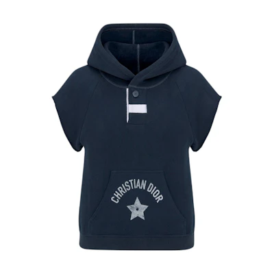 (Women) DIOR Women’s Navy Blue Letter Print Short-Sleeve Hoodie SS24. 423S25A4117-X5645