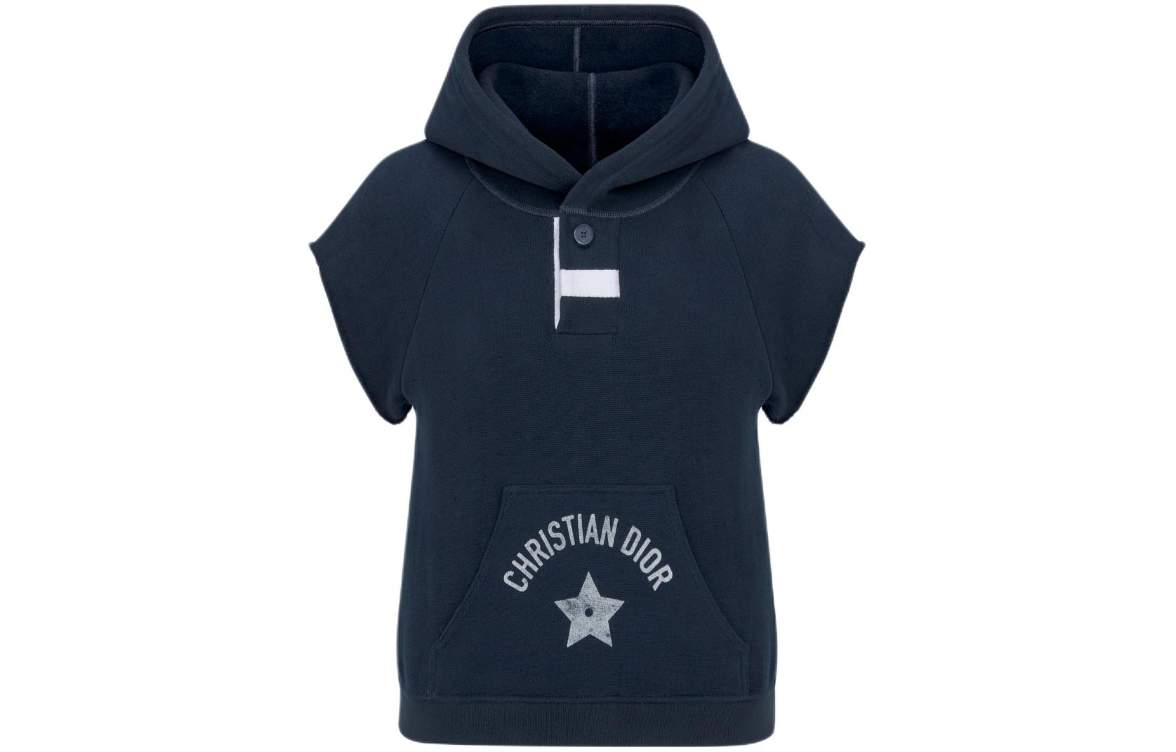 Order (W) ディオール レディース ネイビーブルー ロゴプリント 半袖フーディ SS24 423S25A4117-X5645