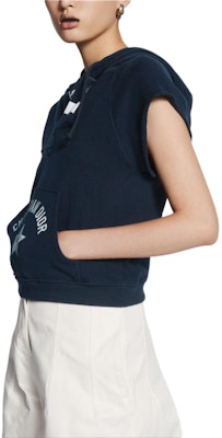 (Women) DIOR Women’s Navy Blue Letter Print Short-Sleeve Hoodie SS24. 423S25A4117-X5645 Details for (Women) DIOR Women’s Navy Blue Letter Print Short-Sleeve Hoodie SS24. 423S25A4117-X5645