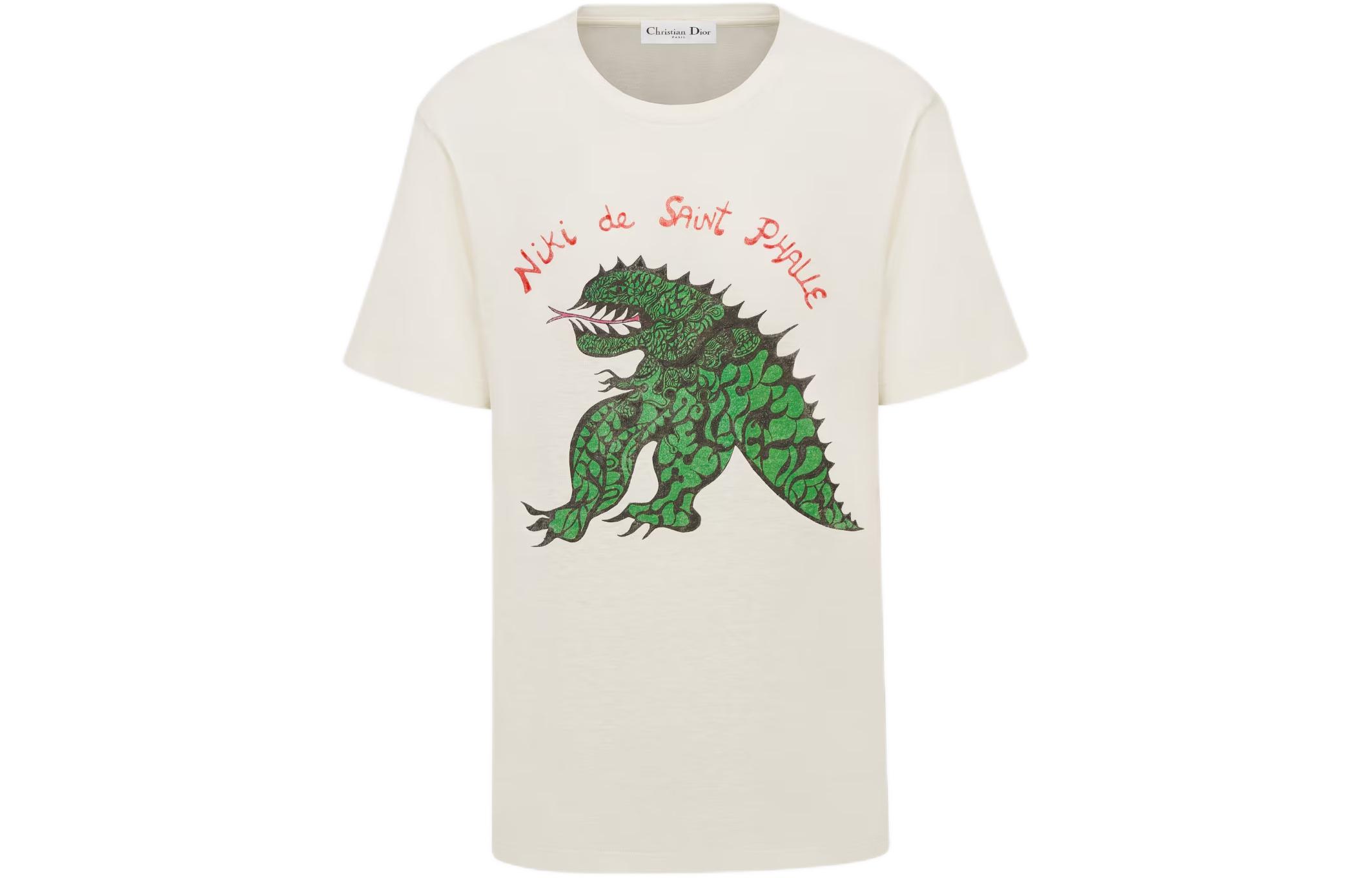 Order (Women) DIOR Women’s Oversized T-Shirt SS24 Dragon Pattern Logo Print Off-White. 413T09A4519-X0200