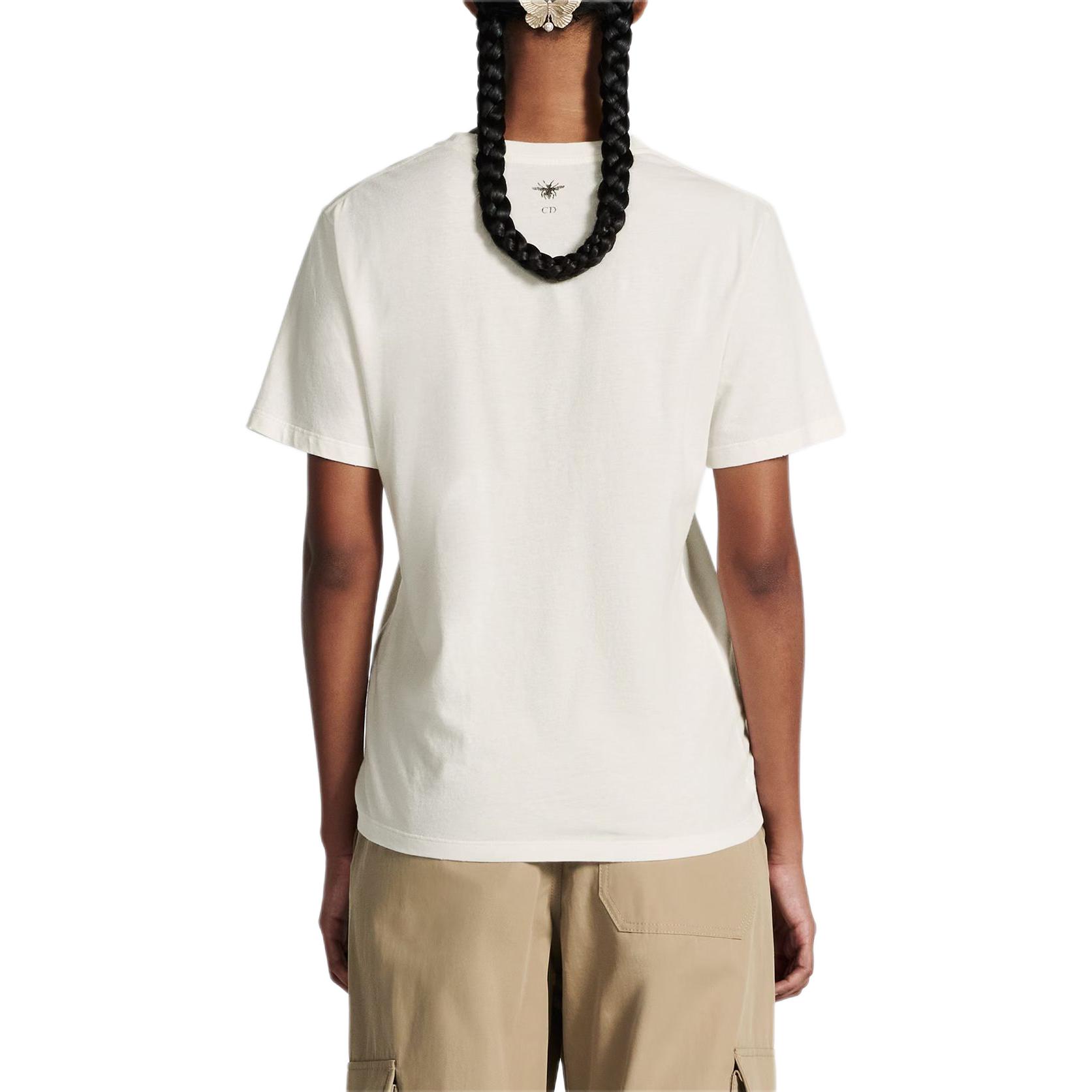 Purchase (Women) DIOR Women’s Oversized T-Shirt SS24 Dragon Pattern Logo Print Off-White. 413T09A4519-X0200