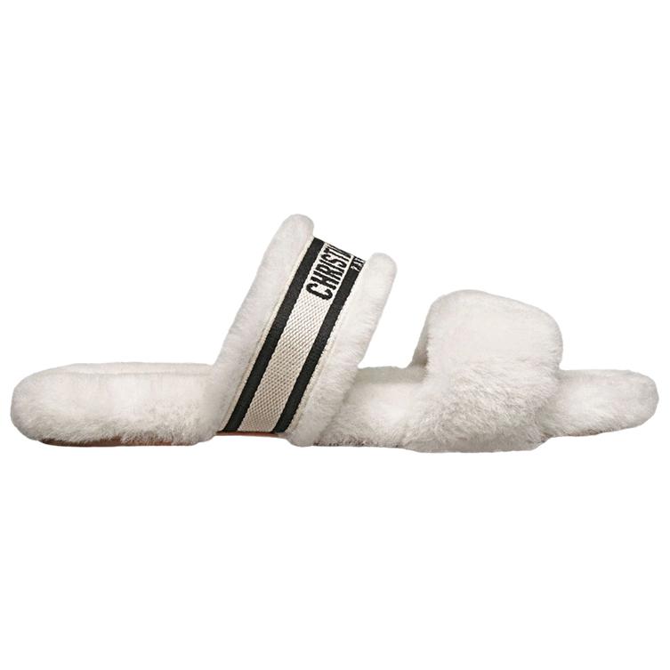(W) Dior Wool Fur Slippers 'Chez Moi White' 圖 2