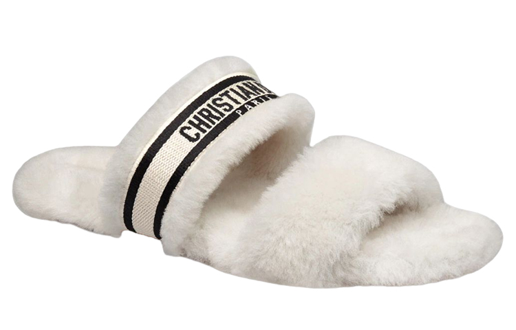 (W) Dior Wool Fur Slippers 'Chez Moi White' 圖 3