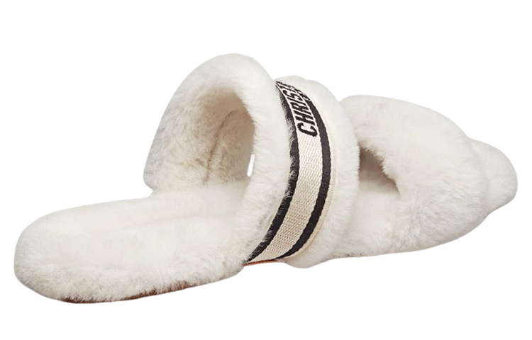 (W) Dior Wool Fur Slippers 'Chez Moi White' 圖 4