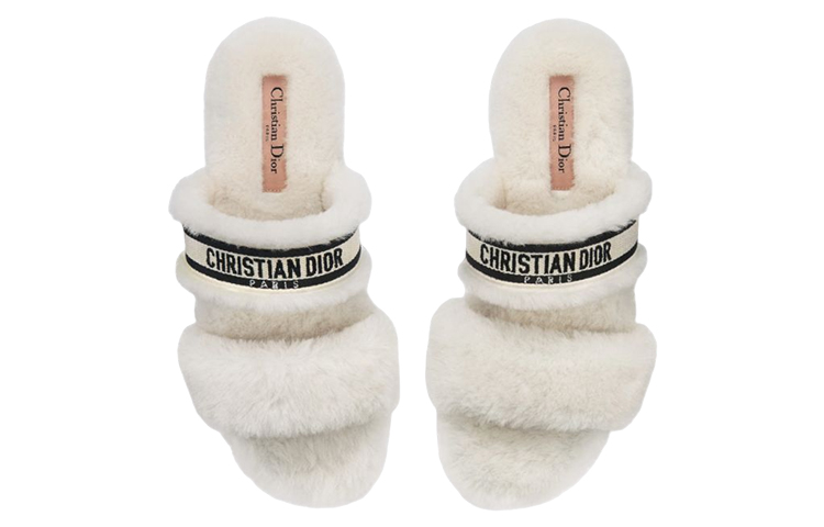 (W) Dior Wool Fur Slippers 'Chez Moi White' 圖 5