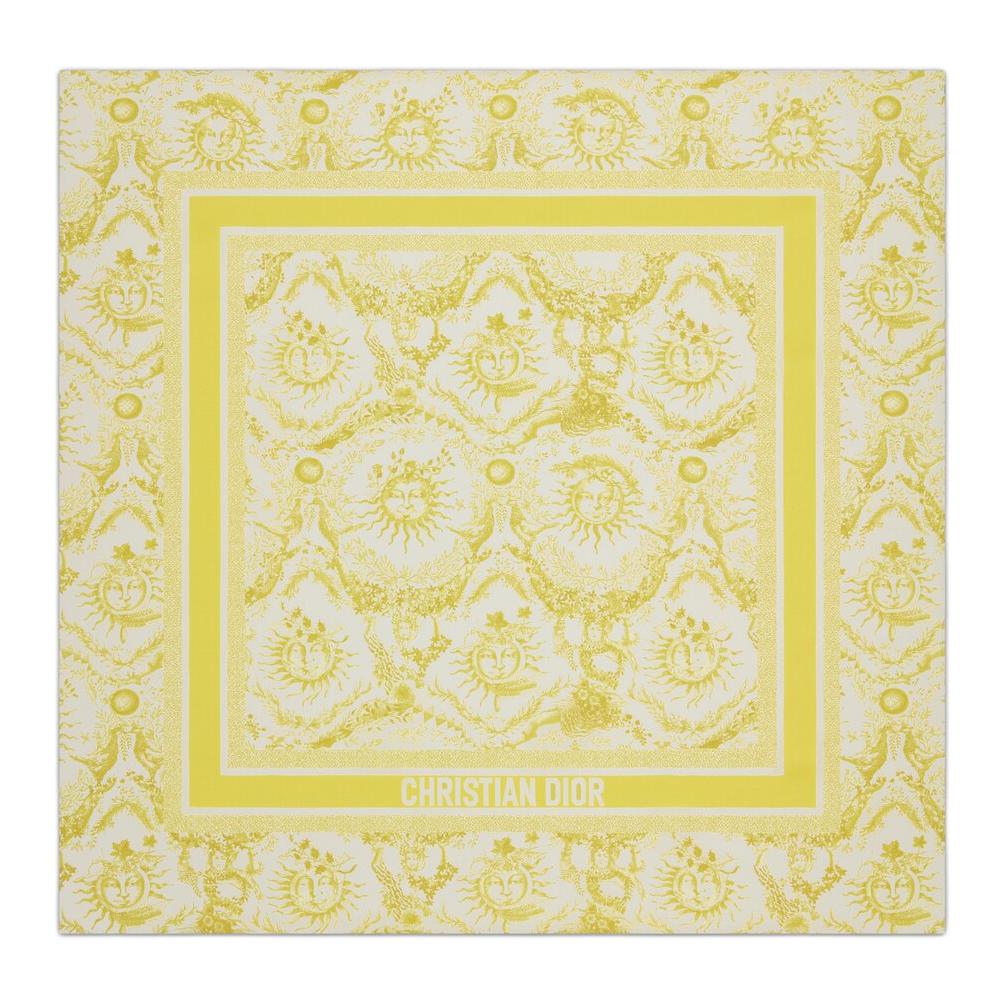 (Women) DIOR Yellow Silk Scarf with Jacquard Stripe Pattern for Women. 44SOL070I603C215
