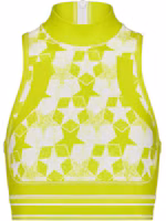 (Women) Dior Yellow Sleeveless High-Neck Printed Crop Top 213T05A4077-X2806 (Women) Dior Yellow Sleeveless High-Neck Printed Crop Top 213T05A4077-X2806