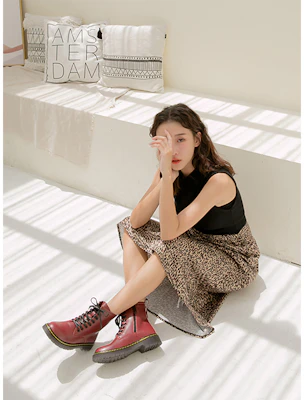 (Women) Disney x Dr. Martens 'Minnie Burgundy Velvet' 20WDBLR18235-113 1
