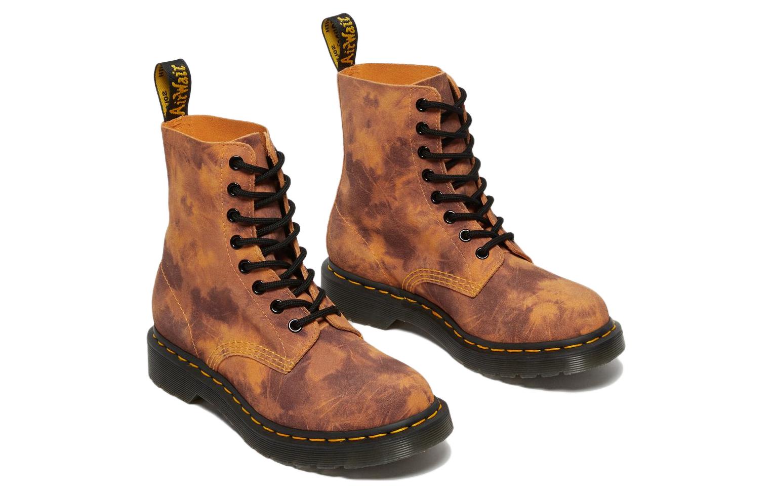 Lookbook Dr.Martens馬丁博士 1460 扎染皮革繫帶馬丁靴 女款 橘色