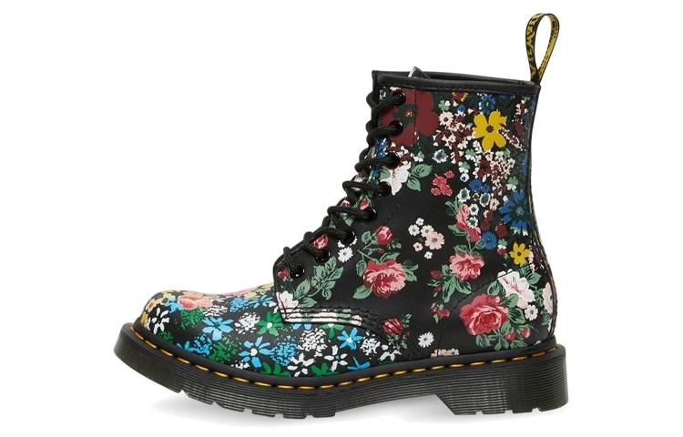 (W) Dr. Martens 1460 Black White 'British Fashion Floral'