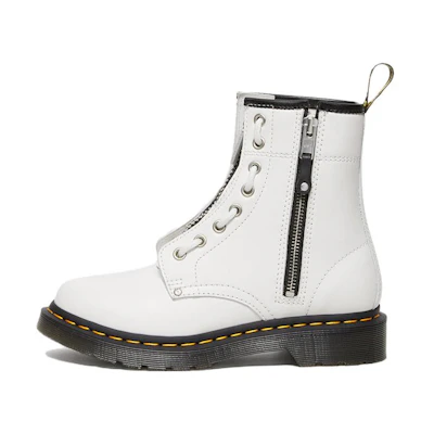 (W) Dr. Martens 1460 Double Zip Leather Lace Up Boots 'White'