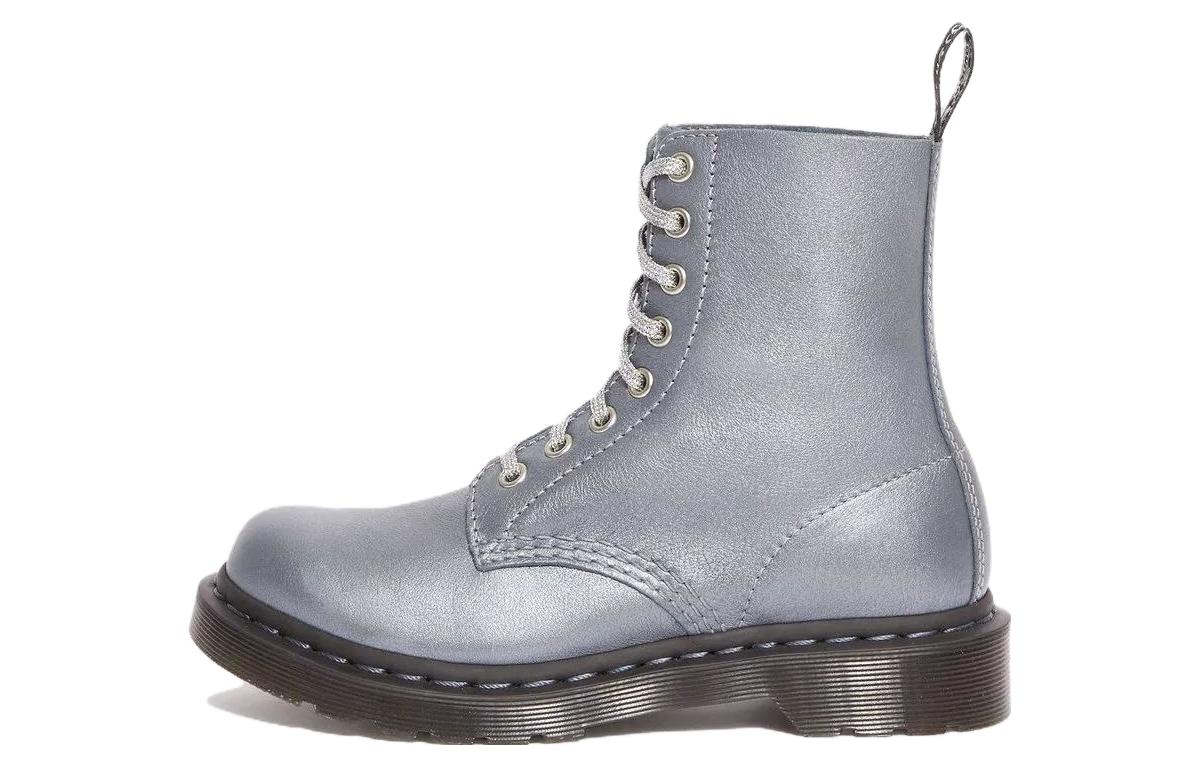 (W) Dr. Martens 1460 Leather Lace-Up Round Toe Ankle Boots 'Silver'