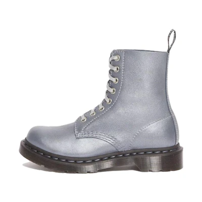 (W) Dr. Martens 1460 Leather Lace-Up Round Toe Ankle Boots 'Silver'