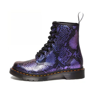 (W) Dr. Martens 1460 Leather Round-Toe Lace-Up Boots 'Purple Black'