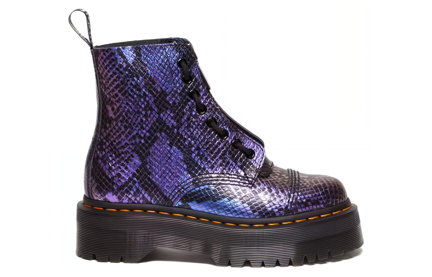 (W) Dr. Martens 1460 Leather Round-Toe Lace-Up Boots 'Purple Black' 圖 2