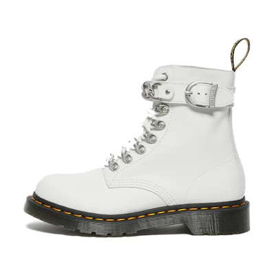 (W) Dr. Martens 1460 Pascal Chain Leather Lace Up Boot 'White'