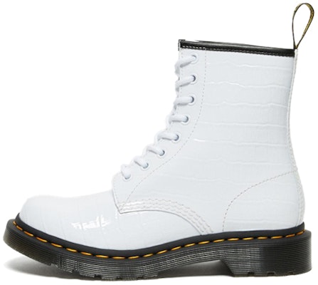 Dr.Martens/馬汀博士 1460 漆皮鱷魚壓紋皮革馬丁靴 女款 白色 Buy Dr.Martens/馬汀博士 1460 漆皮鱷魚壓紋皮革馬丁靴 女款 白色