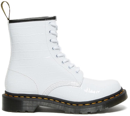 Dr.Martens/馬汀博士 1460 漆皮鱷魚壓紋皮革馬丁靴 女款 白色 Order Dr.Martens/馬汀博士 1460 漆皮鱷魚壓紋皮革馬丁靴 女款 白色