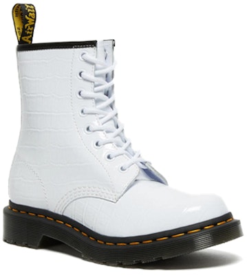 Dr.Martens/馬汀博士 1460 漆皮鱷魚壓紋皮革馬丁靴 女款 白色 Lookbook Dr.Martens/馬汀博士 1460 漆皮鱷魚壓紋皮革馬丁靴 女款 白色