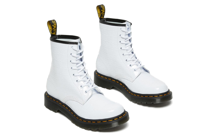 Shop (W) Botas Dr. Martens 1460 de Charol con Grabado de Cocodrilo en Cuero 'Blancas' 26855100