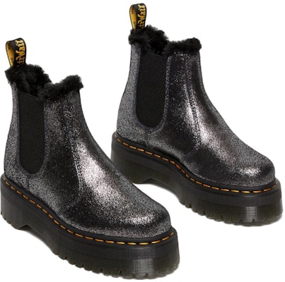 (Women) Dr. Martens 2976 Faux Fur-Lined Metallic Platform Chelsea Boots 'Black' 27956012 Lookbook (Women) Dr. Martens 2976 Faux Fur-Lined Metallic Platform Chelsea Boots 'Black' 27956012