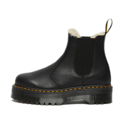 (W) Dr. Martens 2976 Faux Fur Lined Platform Chelsea Boot 'Black'