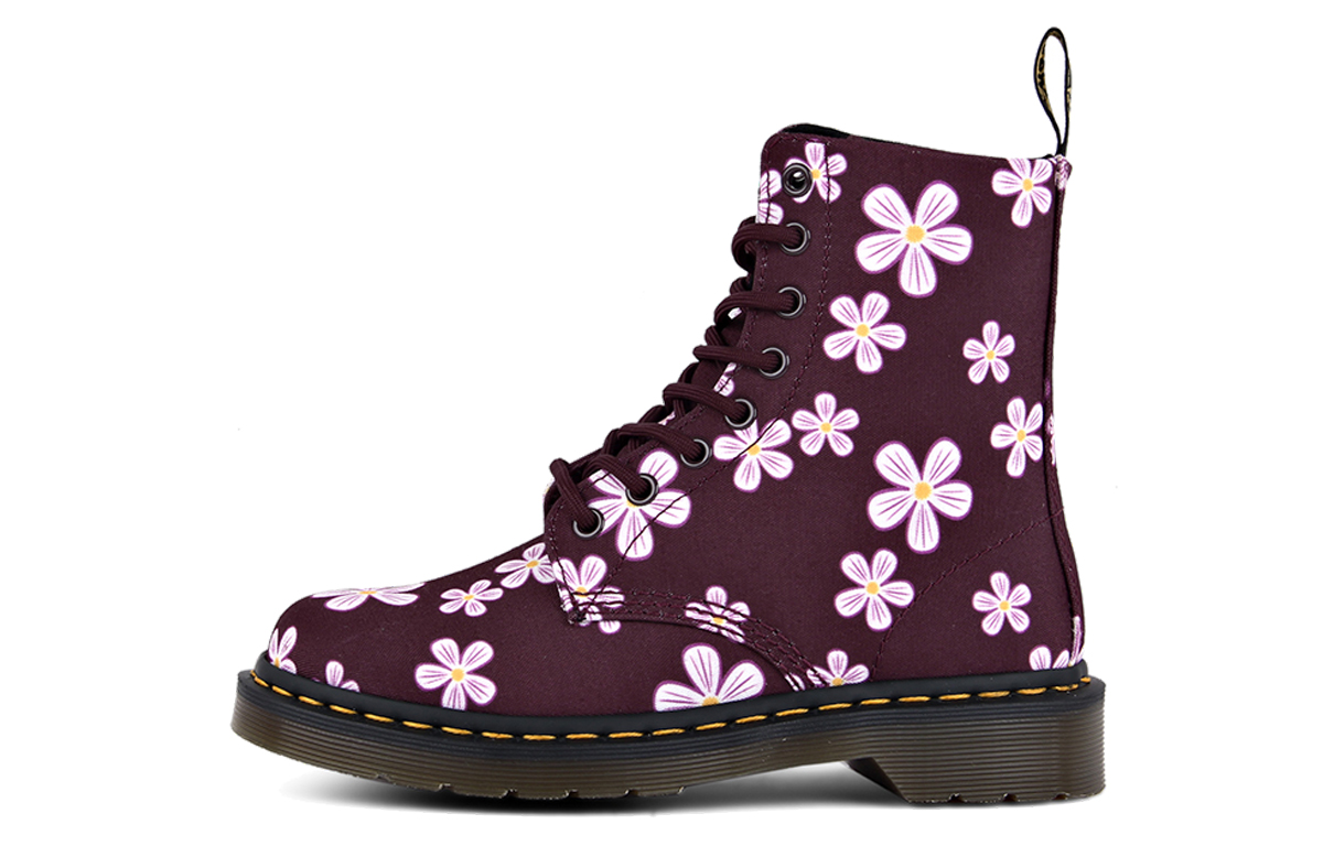 (W) Dr. Martens 8-Eye High Top Boot 'Plum Floral'
