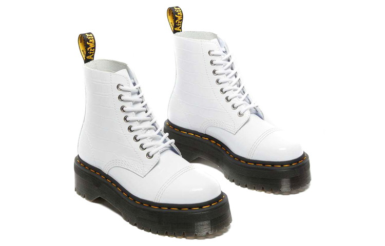 (W) Dr. Martens 'Crocodile Embossment Zip Martin Boots White' 圖 4