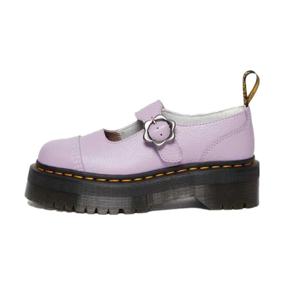 (W) Dr. Martens Addina Flower Buckle Leather Platform Shoes 'Lilac'