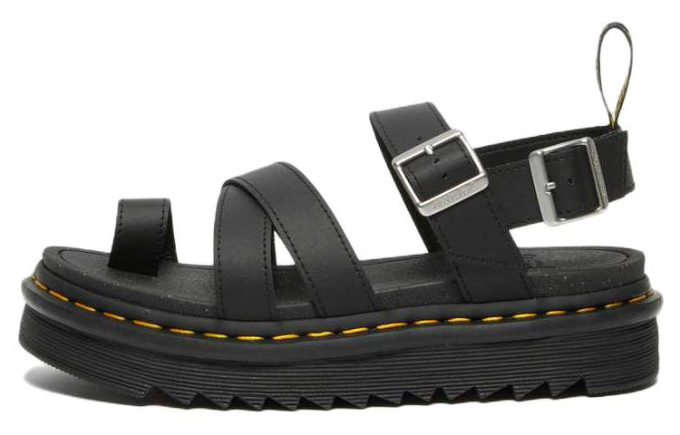 (Women) Dr. Martens Avry Hydro Leather Strap Sandal 'Black' 27345001