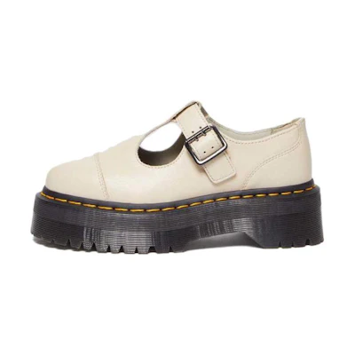 (W) Dr. Martens Bethan Pisa Leather Platform Mary Jane 'Parchment Beige'