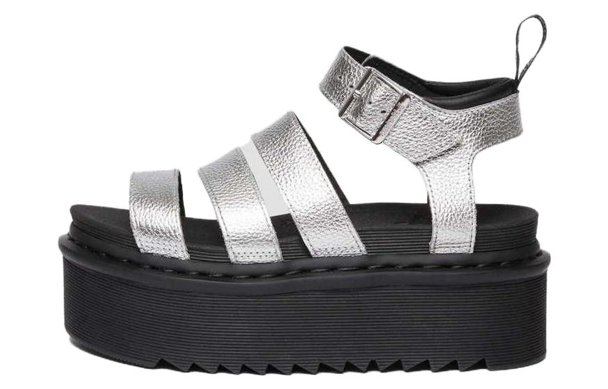 (Women) Dr. Martens Blaire Leather 'Silver Comfort Platform Fashion Slide' 30715058