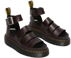 Shop Dr.Martens/馬汀博士 Clarissa II Atlas Quad 皮革 厚底運動涼鞋 女款 暗紅