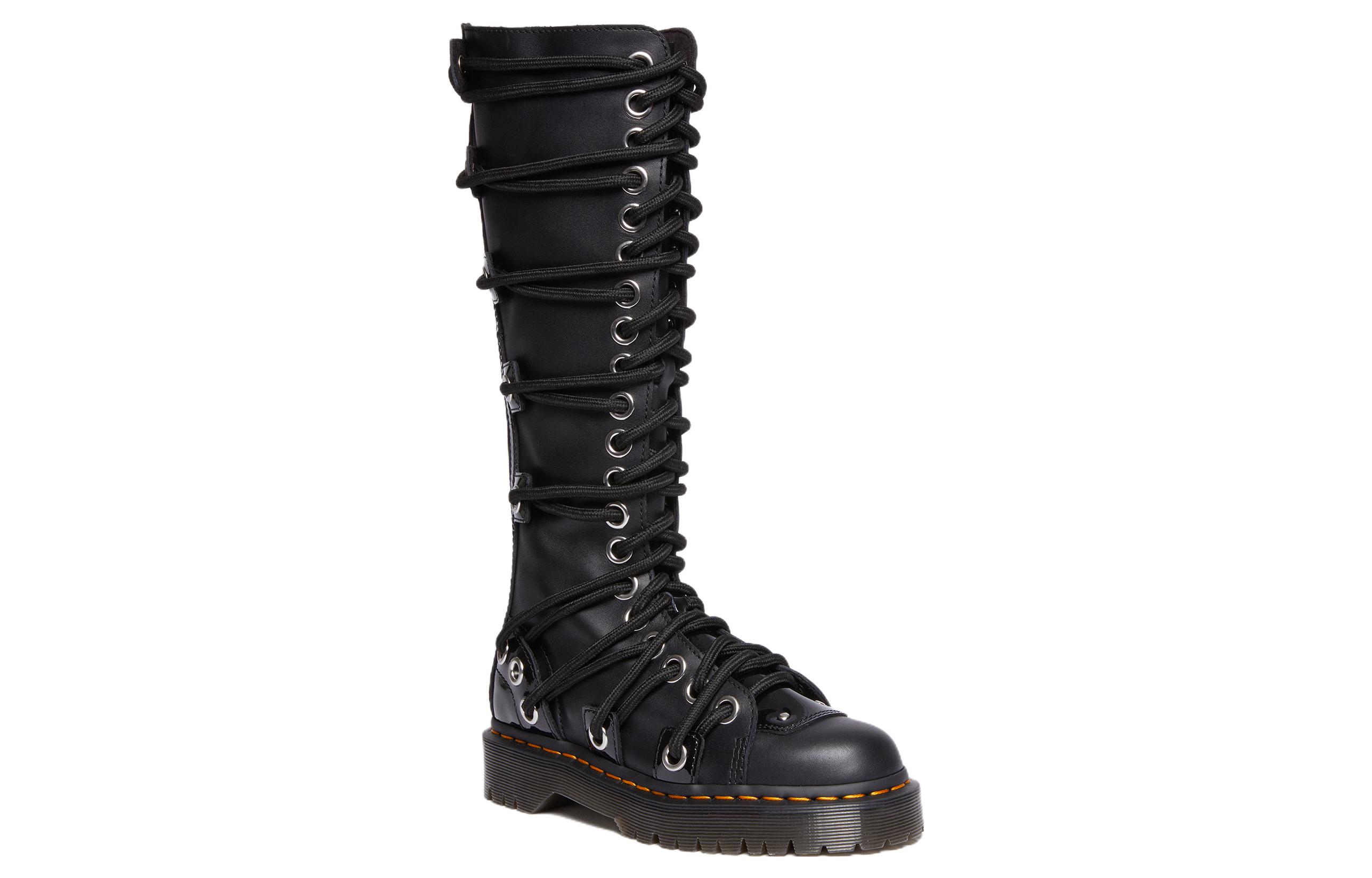 Order (W) Dr. Martens Daria 1B60 BEX 'Sepatu Boot Tinggi Hitam Tali Silang Kulit' 30798001